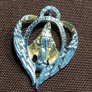 Catholic Miraculous Mary Bless And Protect Pendant Gold Tone Silver Tone